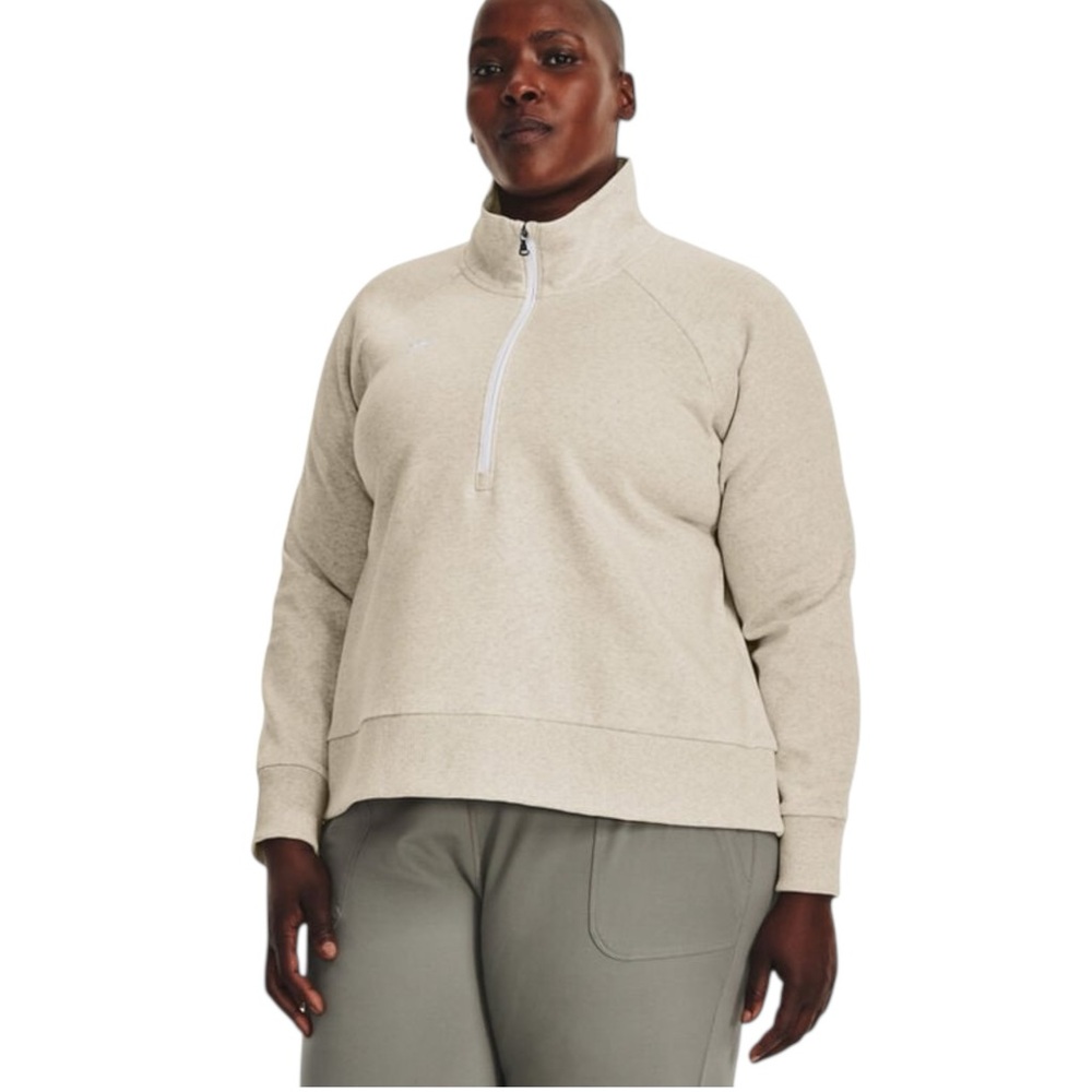 Under Armour Rival Fleece 1/2 Zip Sweatshirt Oatmeal Heather Women’s Size 1X